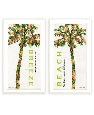 HomeRoots Set of Two Tropical Palm Tree Wall Art – Stylish White Framed Decor for Beachy Home Vibes! 568515