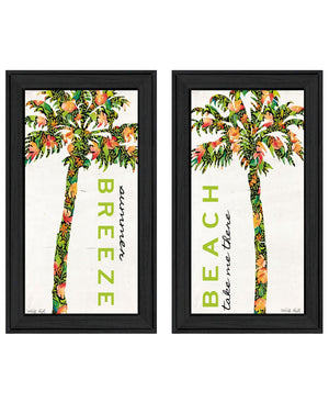 HomeRoots Set of Two Coastal "Beach and Summer Breeze" Framed Wall Art for a Stylish, Relaxed Home Décor Upgrade 568516