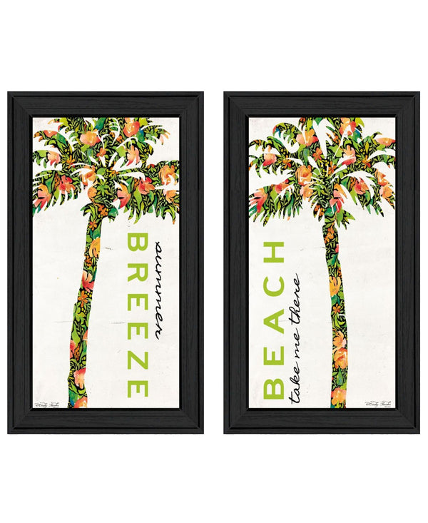 HomeRoots Set of Two Coastal "Beach and Summer Breeze" Framed Wall Art for a Stylish, Relaxed Home Décor Upgrade 568516