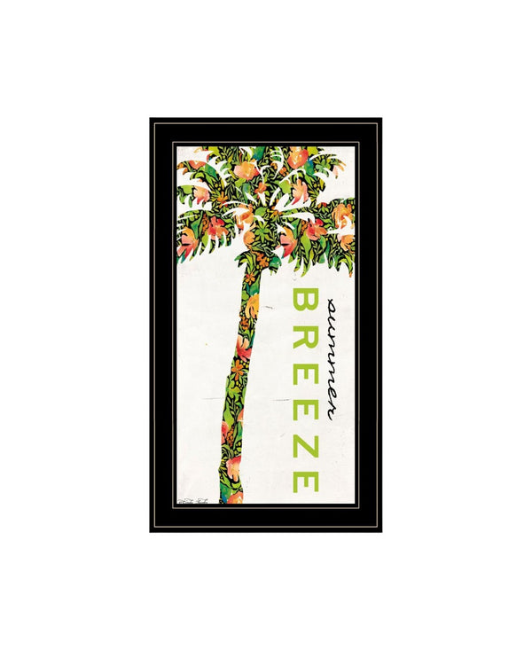 HomeRoots Set of Two "Summer Breeze" Funky Palm Trees Wall Art - Black Framed Tropical Prints for Home Décor 568517