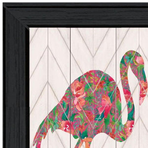HomeRoots Set of Two Vibrant Flamingo Wall Art Prints in Black Frames – Chic Home Decor for Modern Spaces 568520