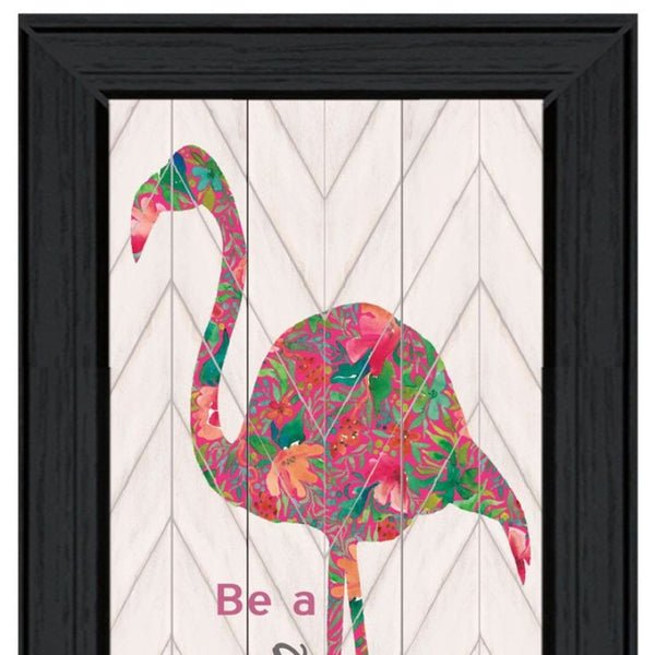 HomeRoots Set of Two Vibrant Flamingo Wall Art Prints in Black Frames – Chic Home Decor for Modern Spaces 568520