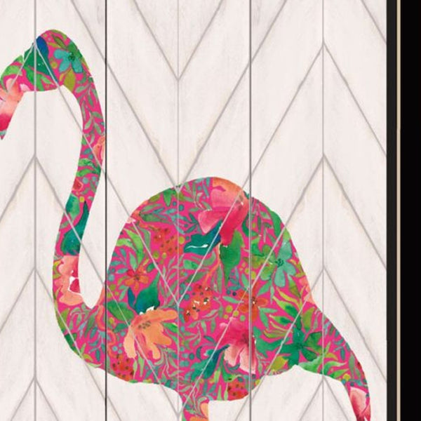 HomeRoots Set of Two Vibrant Flamingo Wall Art Prints in Black Frames – Modern Matrix-Style Décor Piece 568521