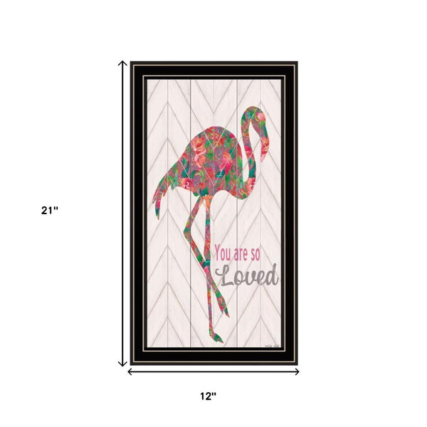 HomeRoots Set of Two Vibrant Flamingo Wall Art Prints in Black Frames – Modern Matrix-Style Décor Piece 568521