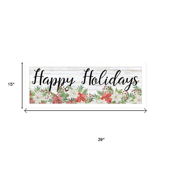 HomeRoots Set of Two Festive Merry and Bright Holiday Wall Art Prints in Sleek White Frames for Seasonal Charm 568522