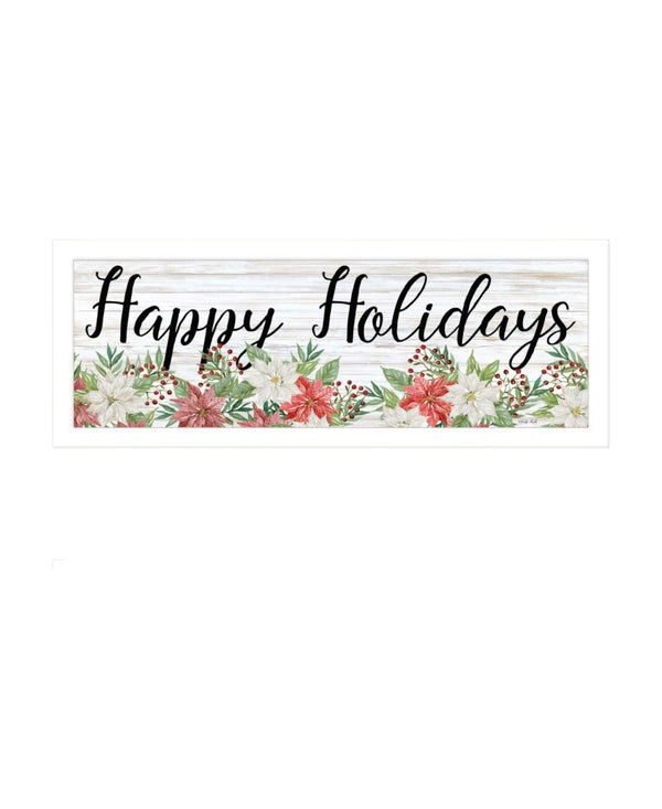 HomeRoots Set of Two Festive Merry and Bright Holiday Wall Art Prints in Sleek White Frames for Seasonal Charm 568522