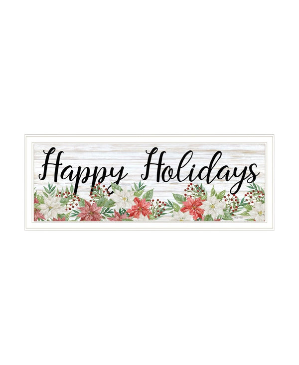 HomeRoots Set of Two Merry and Bright Holiday Wall Art Prints with White Frames for Festive Home Decor 568523