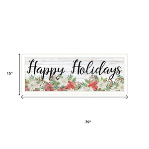 HomeRoots Set of Two Merry and Bright Holiday Wall Art Prints with White Frames for Festive Home Decor 568523