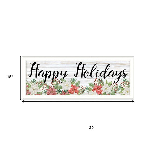HomeRoots Set of Two Merry and Bright Holiday Wall Art Prints with White Frames for Festive Home Decor 568523
