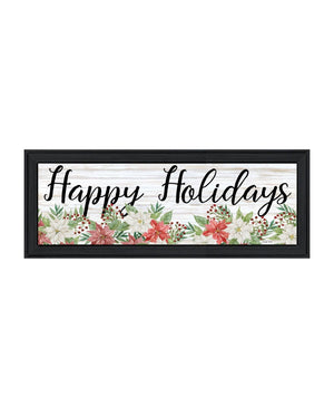 HomeRoots Set of Two Merry and Bright Holiday Black Framed Wall Art – Modern Elegance for Festive Decor 568524