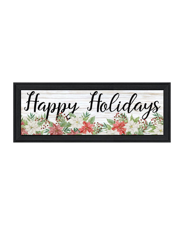 HomeRoots Set of Two Merry and Bright Holiday Black Framed Wall Art – Modern Elegance for Festive Decor 568524