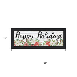 HomeRoots Set of Two Merry and Bright Holiday Black Framed Wall Art – Modern Elegance for Festive Decor 568524