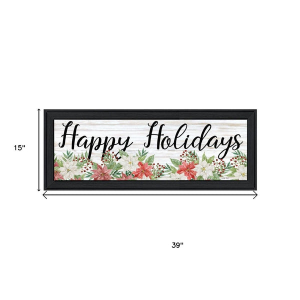 HomeRoots Set of Two Merry and Bright Holiday Black Framed Wall Art – Modern Elegance for Festive Decor 568524