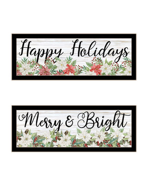 HomeRoots Set of Two Merry and Bright Holiday Framed Wall Art for Festive Home Decor & Stylish Focal Points 568525