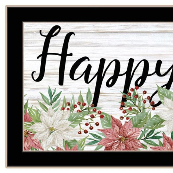 HomeRoots Set of Two Merry and Bright Holiday Framed Wall Art for Festive Home Decor & Stylish Focal Points 568525