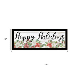 HomeRoots Set of Two Merry and Bright Holiday Framed Wall Art for Festive Home Decor & Stylish Focal Points 568525