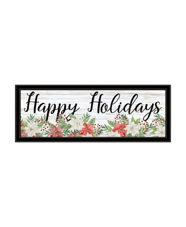 HomeRoots Set of Two Vibrant Merry and Bright Holiday Framed Wall Art for Festive Home Décor & Style 568526