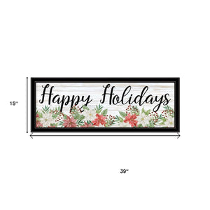 HomeRoots Set of Two Vibrant Merry and Bright Holiday Framed Wall Art for Festive Home Décor & Style 568526