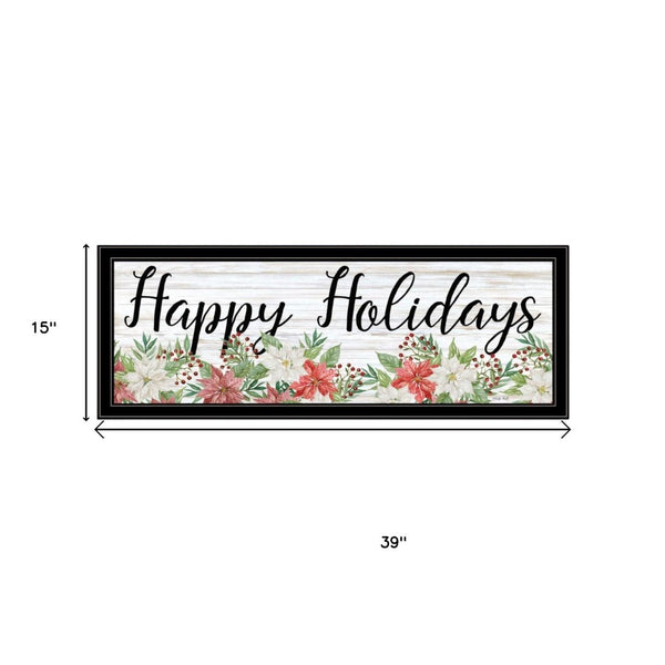 HomeRoots Set of Two Vibrant Merry and Bright Holiday Framed Wall Art for Festive Home Décor & Style 568526