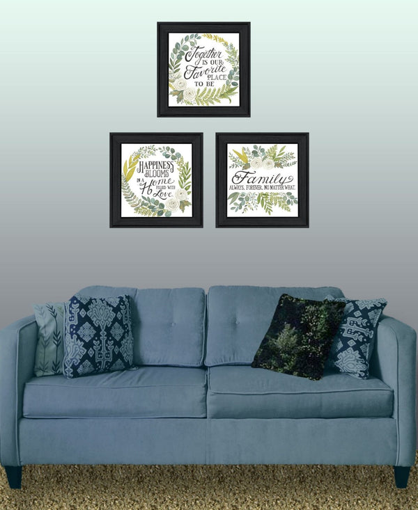 HomeRoots Set of Three Framed Wall Art - "Together Is Our Favorite Place to Be!" for Home Décor Elegance 568527