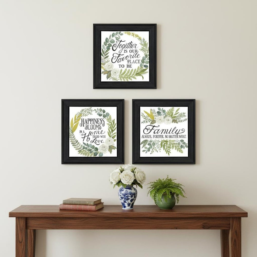 HomeRoots Set of Three Framed Wall Art - "Together Is Our Favorite Place to Be!" for Home Décor Elegance 568527