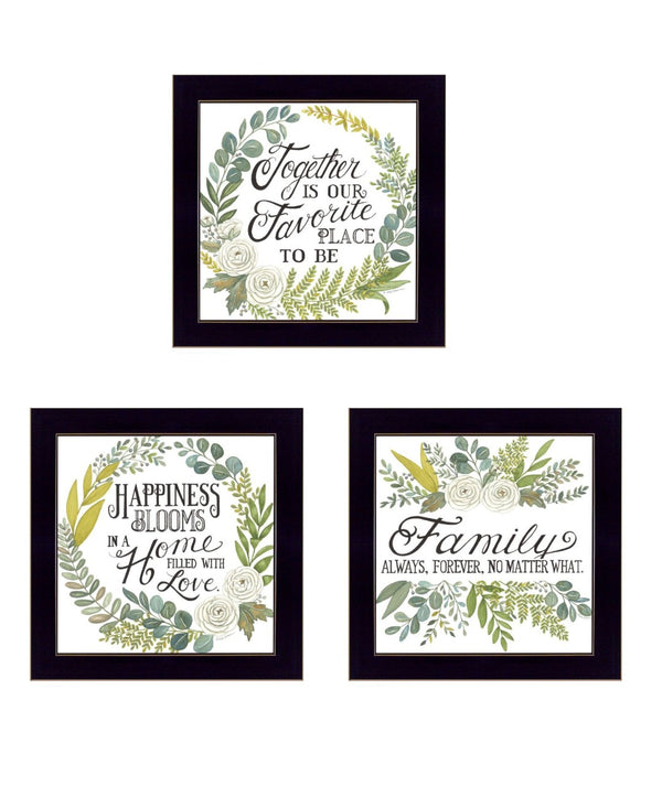 HomeRoots Set of Three Heartfelt "Together Is Our Favorite Place to Be!" Framed Wall Art for Home Decor 568528