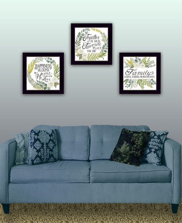 HomeRoots Set of Three Heartfelt "Together Is Our Favorite Place to Be!" Framed Wall Art for Home Decor 568528