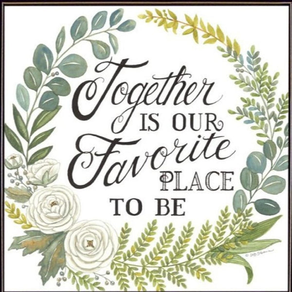 HomeRoots Set of Three Heartfelt "Together Is Our Favorite Place to Be!" Framed Wall Art for Home Decor 568528