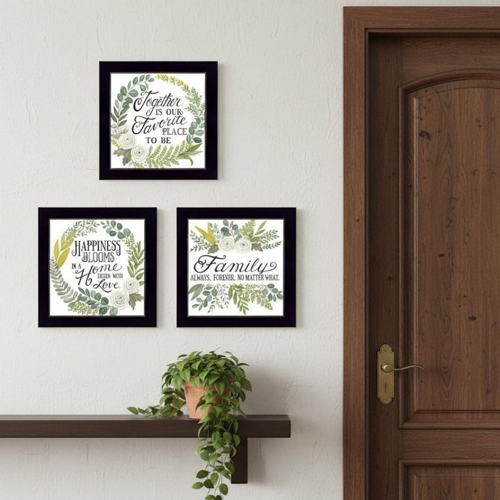 HomeRoots Set of Three Heartfelt "Together Is Our Favorite Place to Be!" Framed Wall Art for Home Decor 568528
