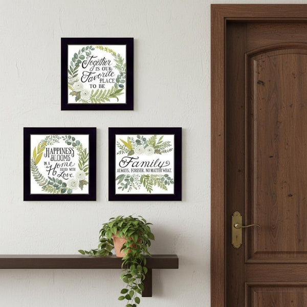 HomeRoots Set of Three Heartfelt "Together Is Our Favorite Place to Be!" Framed Wall Art for Home Decor 568528