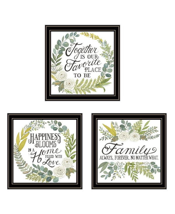 HomeRoots Set of Three Black Framed Wall Art Prints - "Together Is Our Favorite Place" for Cozy Spaces 568529