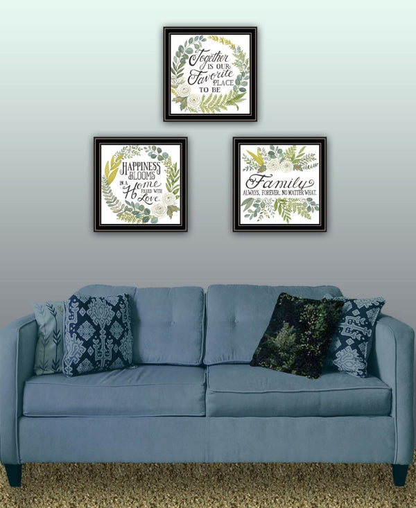 HomeRoots Set of Three Black Framed Wall Art Prints - "Together Is Our Favorite Place" for Cozy Spaces 568529