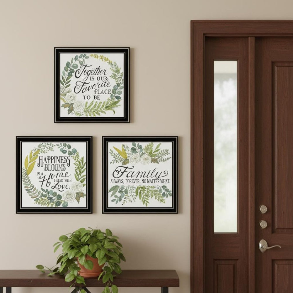 HomeRoots Set of Three Black Framed Wall Art Prints - "Together Is Our Favorite Place" for Cozy Spaces 568529