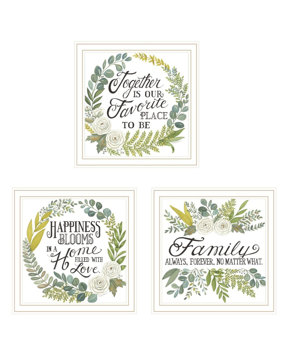 HomeRoots Set of Three Uplifting "Together Is Our Favorite Place to Be!" Framed Wall Art for Home Decor 568530
