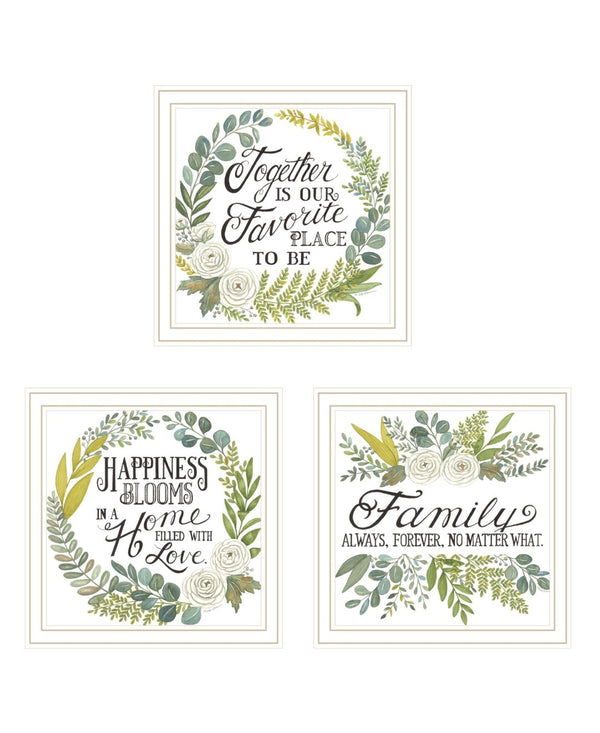 HomeRoots Set of Three Uplifting "Together Is Our Favorite Place to Be!" Framed Wall Art for Home Decor 568530