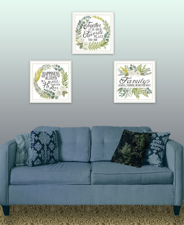 HomeRoots Set of Three Uplifting "Together Is Our Favorite Place to Be!" Framed Wall Art for Home Decor 568530