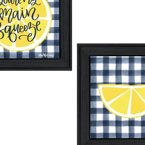 HomeRoots Set of Two "You're My Main Squeeze" Framed Kitchen Wall Art - Playful Decor for Modern Spaces 568531