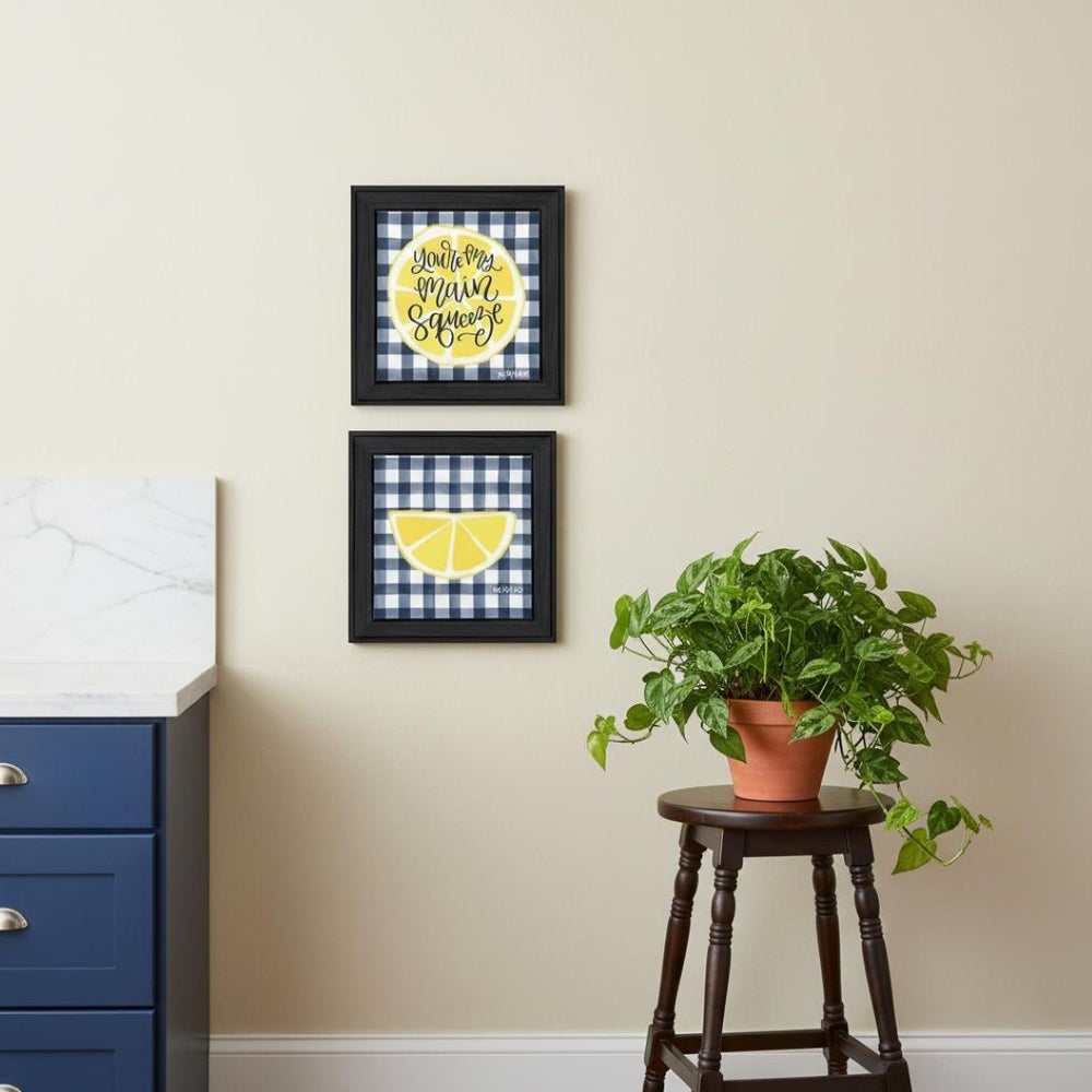 HomeRoots Set of Two "You're My Main Squeeze" Framed Kitchen Wall Art - Playful Decor for Modern Spaces 568531