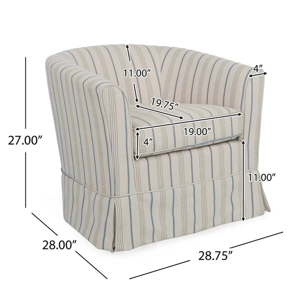 English Elm Swivel Club Chair Upholstered Rounded Seat with 360 Base for Living Room or Office N776P403612S