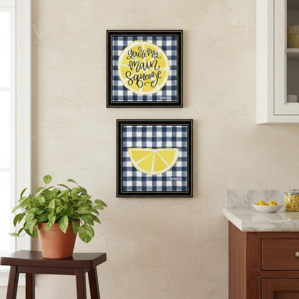 HomeRoots Set Of Two "You're My Main Squeeze" Framed Wall Art Prints for a Playful Kitchen Decor Style 568532