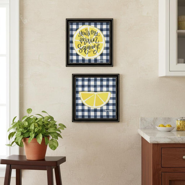 HomeRoots Set Of Two "You're My Main Squeeze" Framed Wall Art Prints for a Playful Kitchen Decor Style 568532