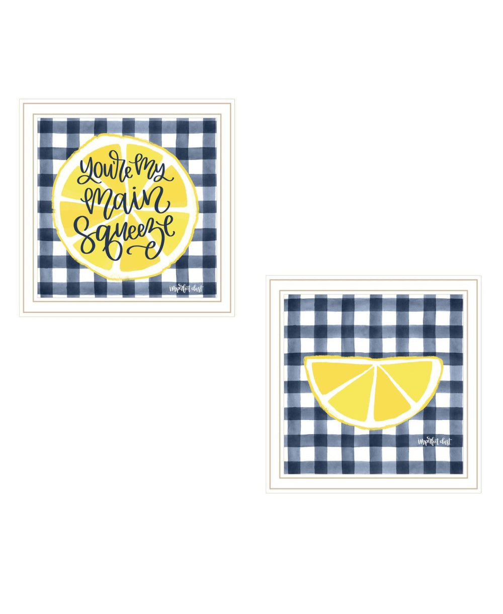 HomeRoots Set of Two "You're My Main Squeeze" Charming Kitchen Wall Art Prints in White Frames for Decor 568533