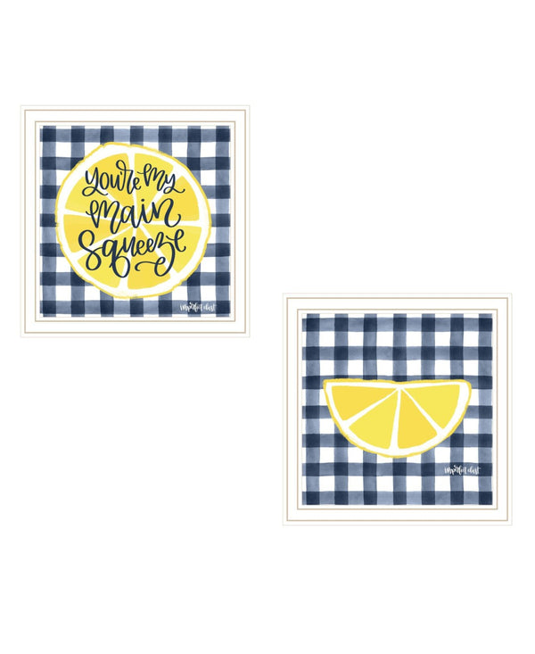 HomeRoots Set of Two "You're My Main Squeeze" Charming Kitchen Wall Art Prints in White Frames for Decor 568533