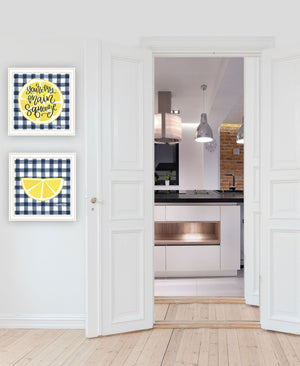 HomeRoots Set of Two "You're My Main Squeeze" Charming Kitchen Wall Art Prints in White Frames for Decor 568533