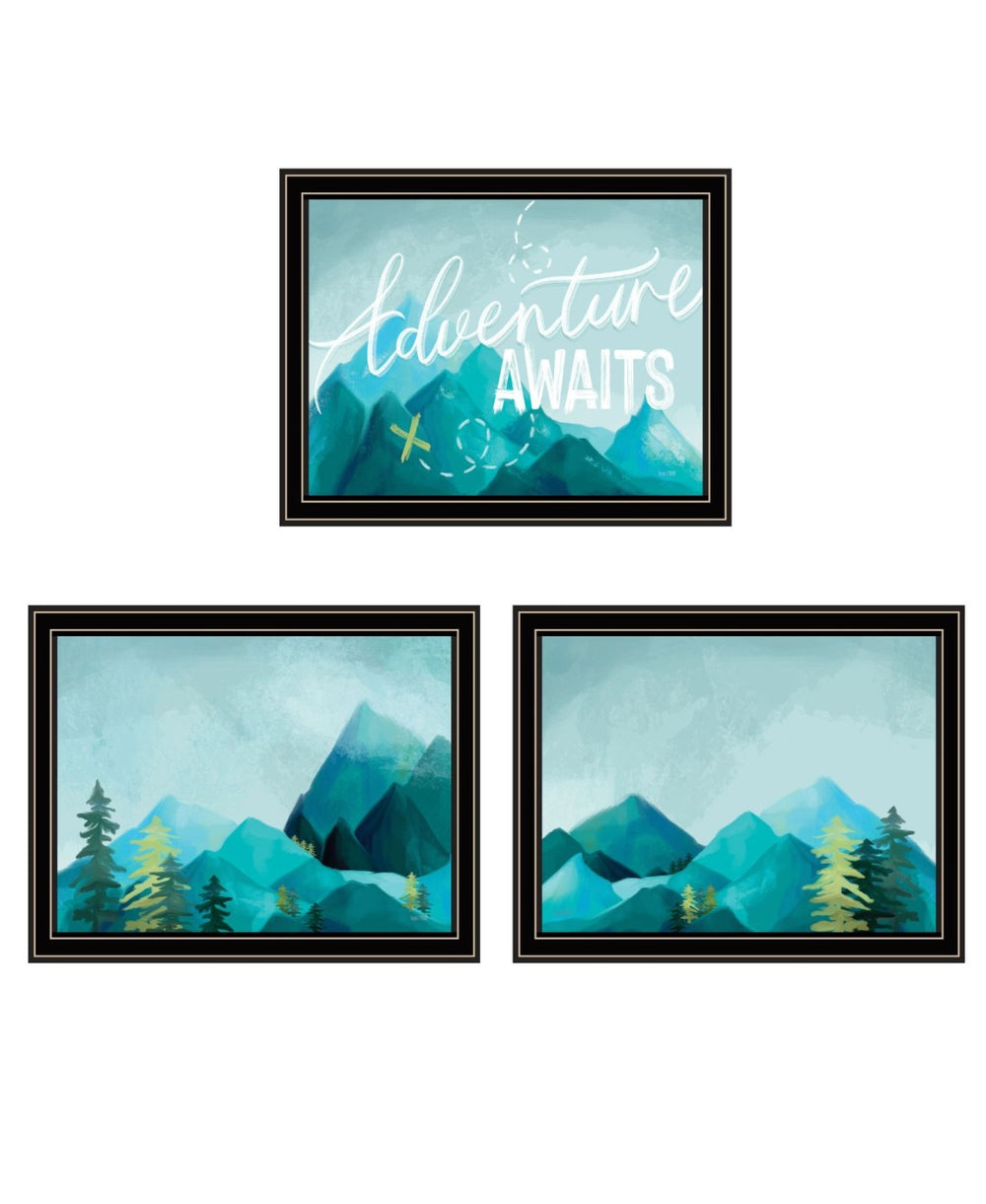 HomeRoots Set of Three Stylish "Adventure Awaits Don’t Just Stand There" Black Framed Wall Art Prints for Home 568535