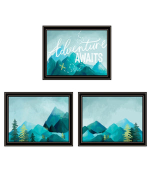 HomeRoots Set of Three Stylish "Adventure Awaits Don’t Just Stand There" Black Framed Wall Art Prints for Home 568535