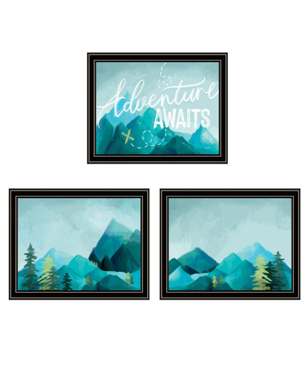 HomeRoots Set of Three Stylish "Adventure Awaits Don’t Just Stand There" Black Framed Wall Art Prints for Home 568535