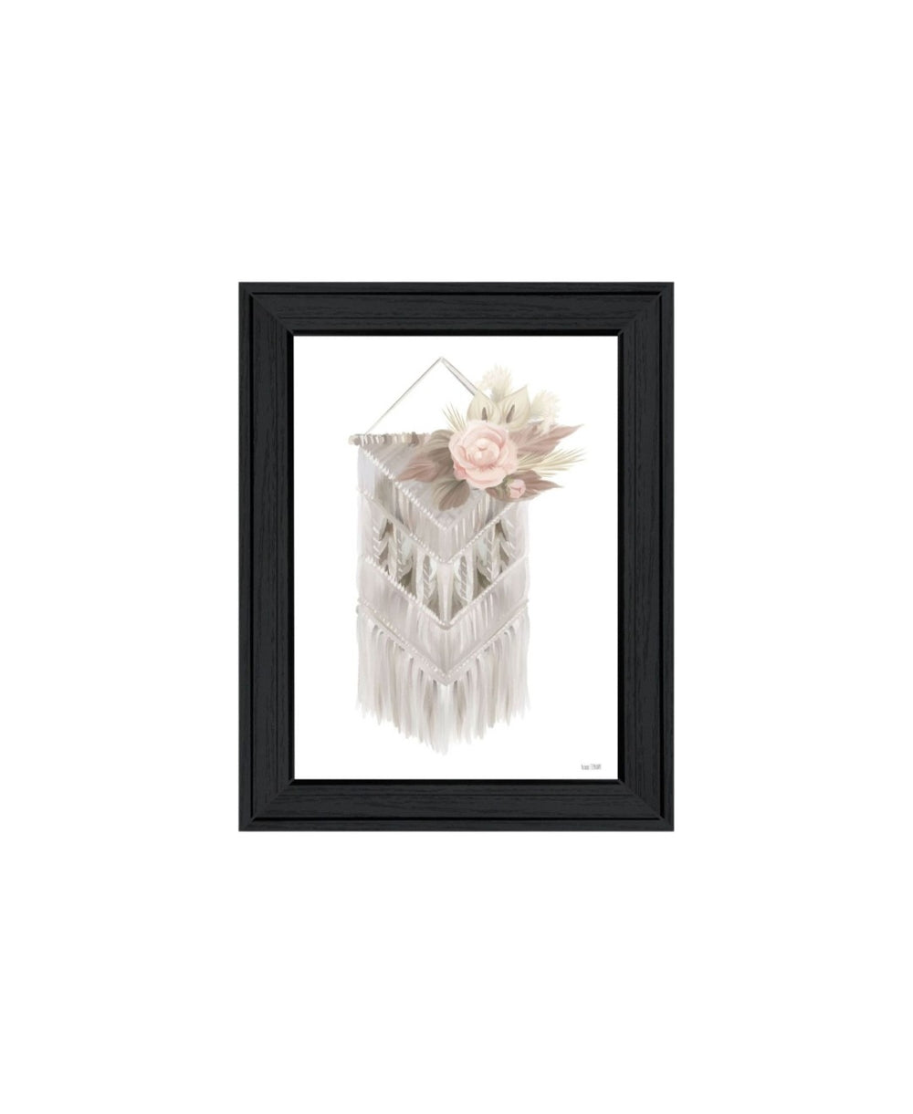 HomeRoots Set of Two Bohemian Macrame and Floral Framed Art Prints - Stylish Wall Decor for Any Room 568537