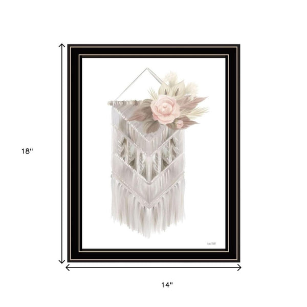 HomeRoots Set of Two Bohemian Macrame & Floral Art Prints in Black Frames for Stylish Home Décor Refresh 568538