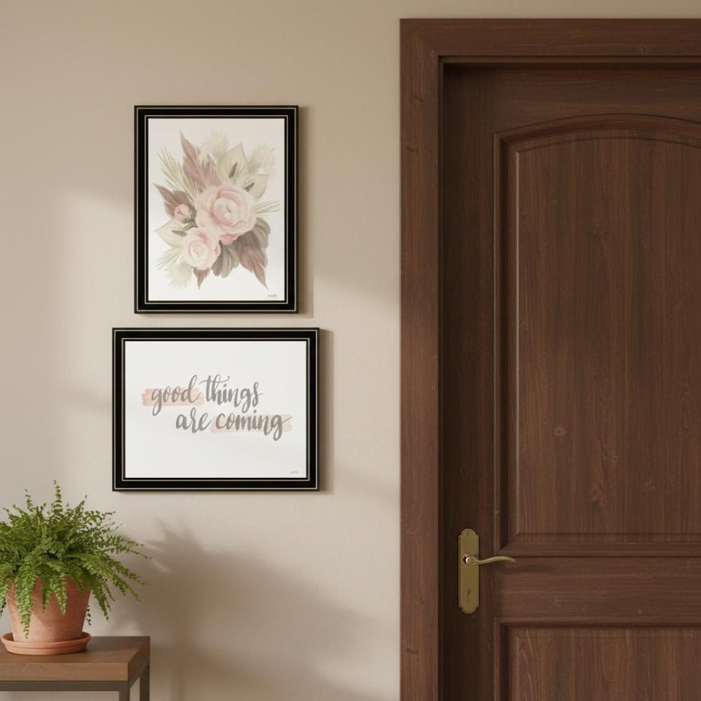 HomeRoots Set of Two Modern "Good Things Are Coming" Black Framed Wall Art for Stylish Home Décor Upgrade 568540